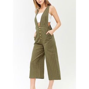 NEW Forever 21 Pinstriped Plunging Jumpsuit